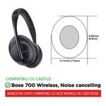 Set 2 bureti PadForce pentru casti Bose 700 Wireless Noise cancelling - Luxe Silver, Piele ecologica