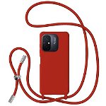 Lemontti Husa Silicon cu Snur Xiaomi Redmi 12C Rosu (protectie 360°, material fin, captusit cu microfibra)