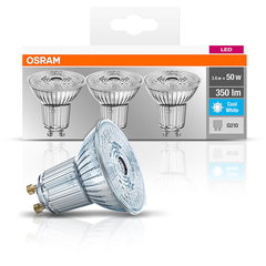Set 3 spoturi Led Osram GU10 4 3W 350 lumeni lumina neutra 4000K durata de viata 10.000 ore clasa energetica A++