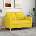 Canapea cu 2 locuri vidaXL, galben deschis, 138 x 77 x 80 cm, material textil, 19 kg