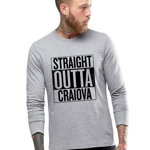Bluza barbati gri cu text negru - Straight Outta Craiova, THEICONIC