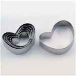 Inima Stilizat - Decupatoare Inox O 4.5 - 9.5 x H 2 cm, Cutie 7 Buc