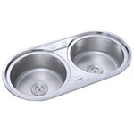 Chiuveta Freddo ERT-SN9024, pentru blat, finisaj anticalcar, doua cuve, 83x43,5cm, inox, Hausberg