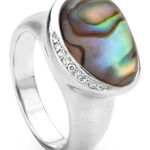 Bijuterii Femei Ippolita Sterling Silver Small Scultura Pebble Ring in Abalone Shell Cabochons with Diamonds SILVER