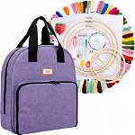 Kit pentru broderie cu geanta de depozitare CURMIO, textil/lemn, multicolor
