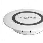 Incarcator Wireless Qi Fast Charger 7.5 W + 10 W montare masa Alb, Delock 65918, Delock