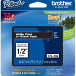 Etichete laminate Brother TZE335 White on Black, 12mm, Brother