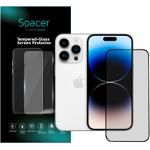 Folie de protectie Spacer pentru iPhone 14 Pro, sticla 9D, duritate 9H, Tempered Glass