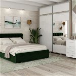 Dormitor MATERA, configuratia MAT4, Oak, Alb Gloss, catifea Verde, Tamos