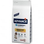 Advance Sensitive Medium/Maxi, M-L, Somon și Orez, hrană uscată câini, sistem digestiv, 12kg, Advance