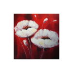 Tablou pictat manual Mendola Art, Flori de Mac albe, 218-OPE3145A, 60 x 60 cm