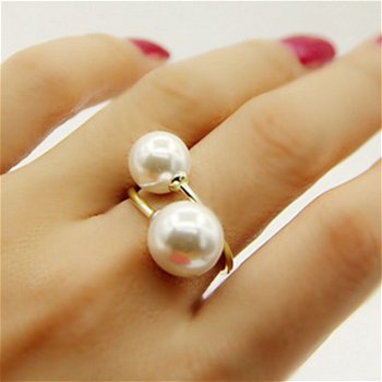 Inel pentru femei, ajustabil, cu perle artificiale, Neer