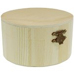 Cutie lemn rotunda nefinisata cu inchizatoare clapeta 15x8cm A9004-01, Galeria Creativ