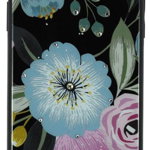 Carcasa Sticla iPhone XR Just Must Glass Diamond Print Flowers Black Background