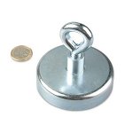 Magnet neodim oala Ø75 mm, cu inel, putere 160 kg, 1