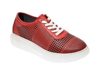 Pantofi PASS COLLECTION rosii, K21, din piele naturala