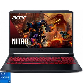 Laptop Acer Gaming 15.6'' Nitro 5 AN515-57, FHD IPS 144Hz, Procesor Intel® Core™ i7-11800H (24M Cache, up to 4.60 GHz), 16GB DDR4, 1TB SSD, GeForce RTX 3060 6GB, No OS, Black