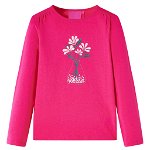 Tricou pentru copii cu mâneci lungi, roz aprins, 116, vidaXL