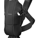 Ham anatomic BabyBjorn Mini, Pozitii multiple de purtare, 0-11 kg, 0-1 an, Bumbac (Negru)