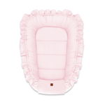 Cosulet bebelus, MimiNu, Pentru dormit, Baby Nest 55 x 75 cm, Cu Volanase, Din catifea, Pink