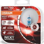 Set de 2 becuri H11 12V 55W PGJ19-2 NIGHT BREAKER SILVER, OSRAM