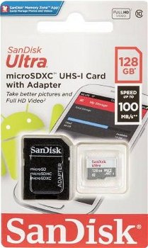 Card de Memorie Sandisk MicroSDXC, 128GB, Adaptor SD, Class 10