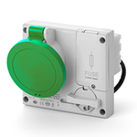 Priza interblocabila\n16A 3P+E 2h >50V >300-500Hz 136X125MM terminal cu surub Cu interblocaj mecanic, Scame