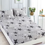 Husa de pat cu elastic cocolino + 2 Fete de Perna - Black Star, JOJO HOME