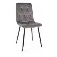 Scaun TOM, gri/negru, stofa catifelata/metal, 45x39x91 cm