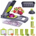 Razatoare multifunctionala , legume si fructe 9 piese, lame inox + maner protectie, 