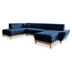 Canapea extensibilă în formă de "U" cu șezlong pe partea stângă Miuform Dazzling Daisy, albastru marin, Miuform