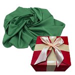 Esarfa scurta de dama, din matase satinata, in cutie cadou, Verde, 70x70 cm, FashionForYou