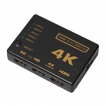 Splitter 4K HDMI 1080p switch 5x1 porturi cu telecomanda negru, Compatibil