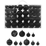 Set globuri de Craciun vidaXL, disponibile in trei dimensiuni diferite, Plastic, PVC, Cu o cutie, 100 piese, negru
