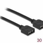 Cablu de conectare RGB cu 3 pini pentru iluminare LED 5V RGB 0.3m, Delock 86013, Delock