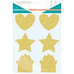 Set de 36 de stickere aurii răzuibile - Inimi, stele și cadouri
