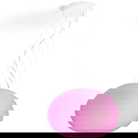 Lustra LED RGB inteligenta Philips Hue Flourish, Bluetooth, 9W (39.5W), 2750 lm, lumina alba si colorata (2000-6500K), 40.1cm, Sticla, Alb, Philips