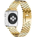 Curea iUni compatibila cu Apple Watch 1/2/3/4/5/6/7, 44mm, Jewelry, Otel Inoxidabil, Gold, iUni