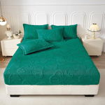 Cearsaf cu elastic COCOLINO 180x200x25cm 2 fete de perne fluturi Verde smarald, JOJO Home