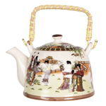 Ceainic din portelan multicolor peisaj Chinezesc 18 cm x 14 cm x 12 h, Clayre & Eef