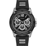 Guess, Ceas cu functii multiple si curea din silicon, Negru