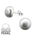 Cercei din argint cu perle naturale gri 9 mm model DiAmanti DIA6789-Gray, 