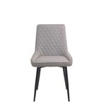 Set de 2 scaune matlasate Diamond, 86x52x56 cm, textil/ metal, gri deschis/ negru, Mobilia