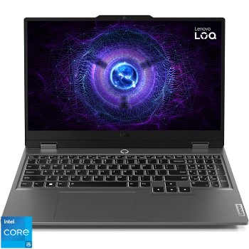Laptop gaming Lenovo LOQ 15IAX9, 15.6", Full HD, Intel Core i5-12450HX, 12GB DDR5, 512GB SSD, GeForce RTX 4050, Fara OS, Luna Grey
