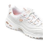Pantofi sport SKECHERS albi, D LITES, din piele ecologica, Skechers