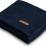 Paturica de bumbac tricotata Sensillo 100x80 cm Albastru Inchis