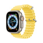 Curea silicon DuxDucis Ocean Wave compatibila cu Apple Watch 4/5/6/7/8/SE 42/44/45mm Yellow, DuxDucis