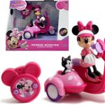 Scooter roz cu telecomanda Disney Minnie Mouse, include figurina Minnie Mouse si figurina pisoi Figaro, 19 cm, Jada Toys