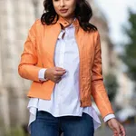 Geaca de primavara peach din piele eco, InPuff Basic