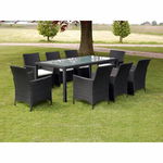 vidaXL Set mobilier de exterior cu perne, 9 piese, negru, poliratan, vidaXL